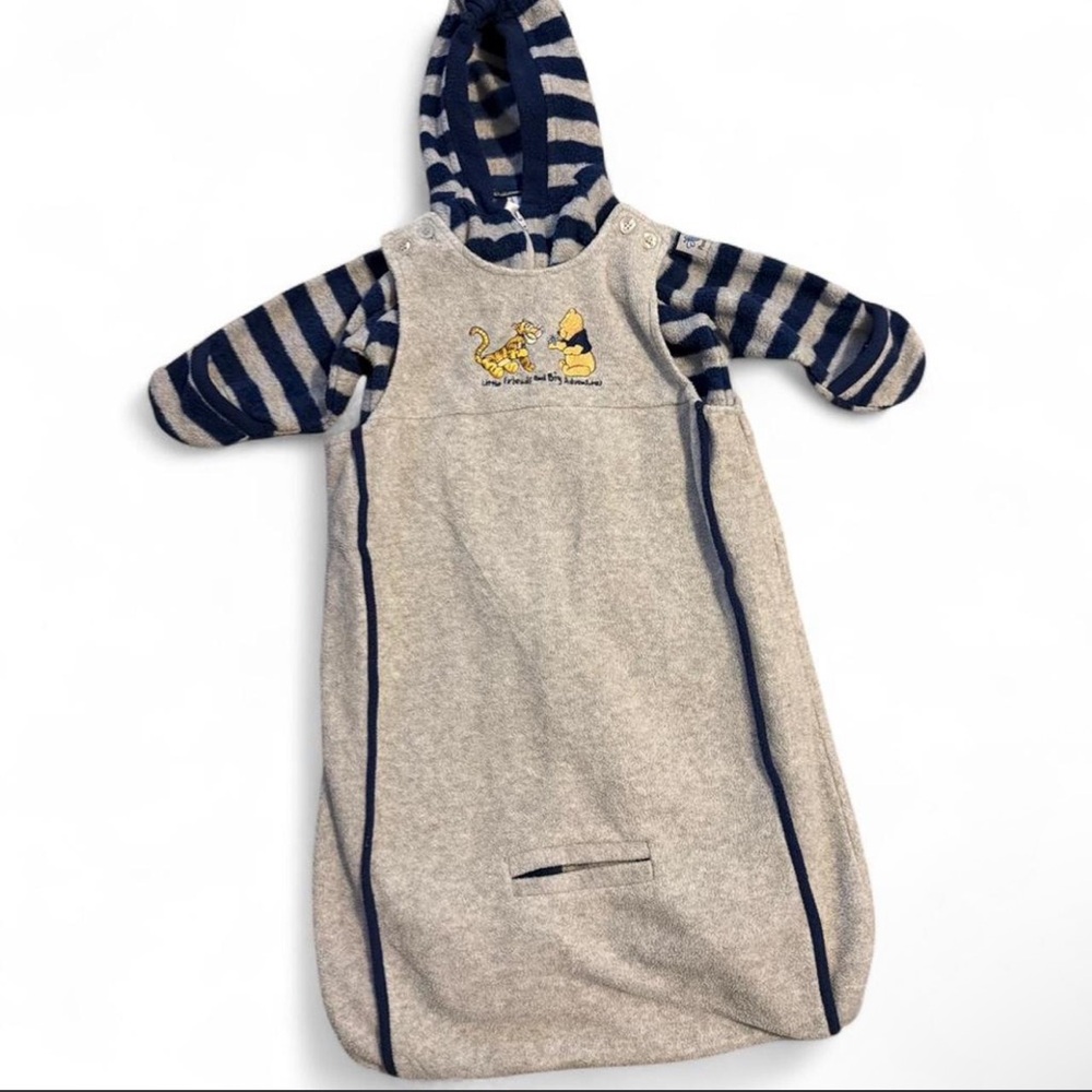 Vintage Disney baby gray  and Navy Striped snowsuit